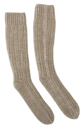 Dolce & Gabbana Beige Wool Knit Calf Long Women Socks -   -  Dolce & Gabbana.